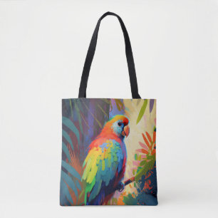 Tote Bag Oiseau de perroquet animal portrait peinture Faune