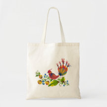 Oiseau décoratif avec fleurs et baies