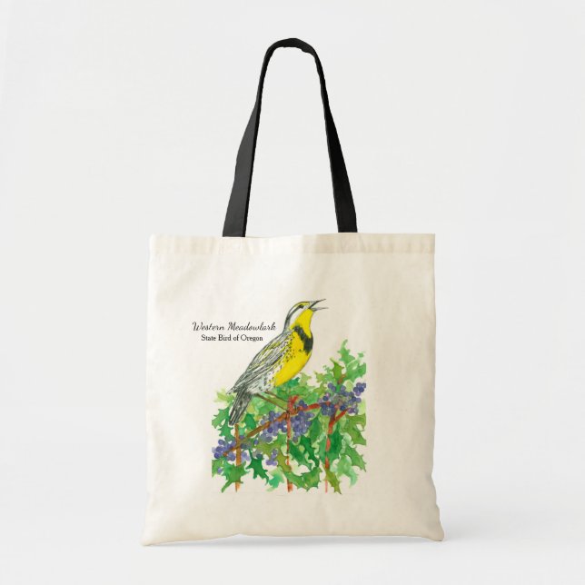 Tote Bag Oiseau des fleurs de l'Oregon de Meadowlark occide (Devant)