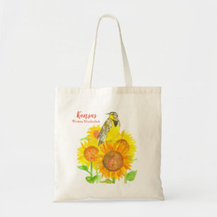 Tote Bag Oiseau d'État du Kansas Meadowlark Tournesols