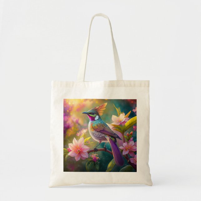 Tote Bag Oiseau d'Imaginaire à arc-en-ciel orangé (Devant)