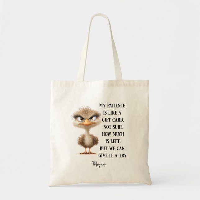 Tote Bag Oiseau drôle Sarcastique Humour Cadeau Grumpy Ostr (Devant)