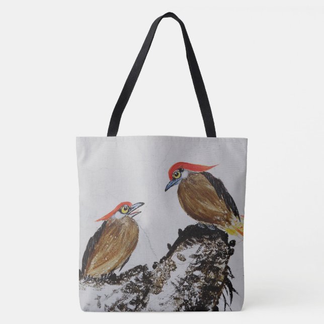 Tote Bag Oiseau d'une plume sur un (Devant)