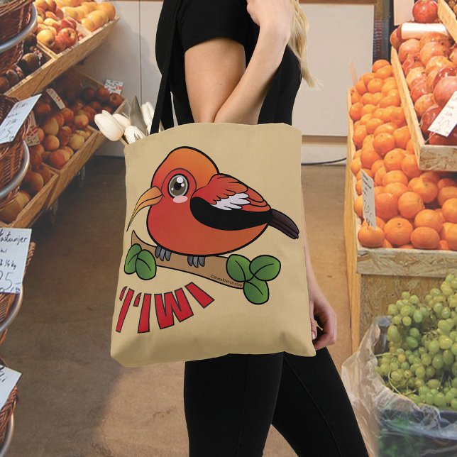 Tote Bag Oiseau forestier Iiwi Hawaii (I‘iwi tote bag by Mara branco)