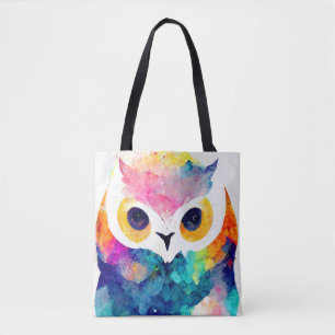 Tote Bag Oiseau Hibou Nature sauvage Animal Couleur peintur