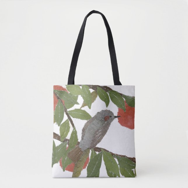 Tote Bag Oiseau, kaki, arbre, Bulbul, Oriental, japonais (Devant)