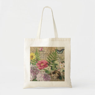 Tote Bag Oiseau Nid Floral Jardin Fleur Papillon Art