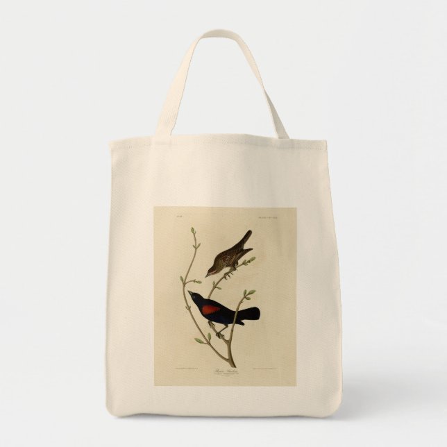 Tote Bag Oiseau noir à ailes rouges - Oiseaux d'Amérique d' (Devant)