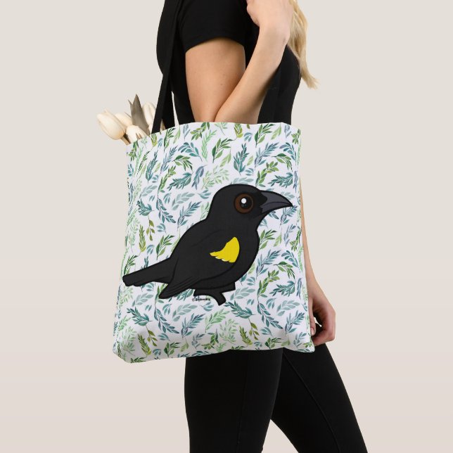 Tote Bag Oiseau-noir à épaules jaunes (De près)