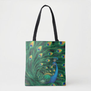 Tote Bag Oiseau Paon Bleu