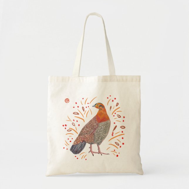 Tote Bag Oiseau rouge et orange fourre-tout (Devant)