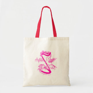 Tote Bag Oiseau sur une note de musique avec des fleurs ros