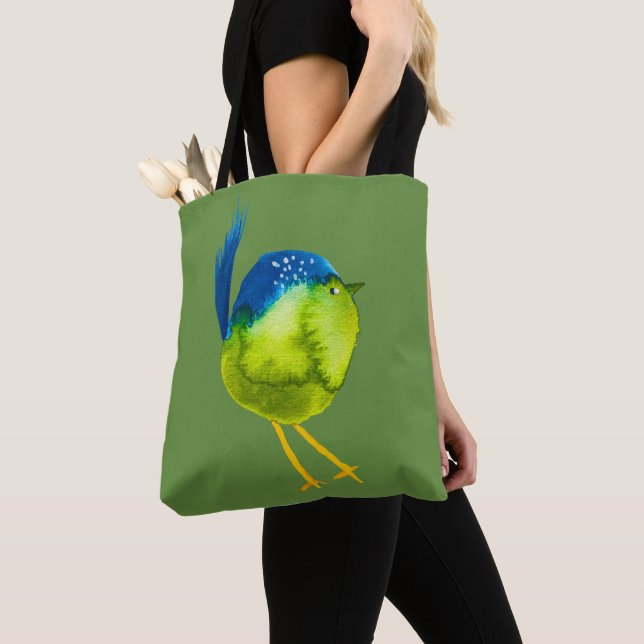Tote Bag Oiseau vert mignon (De près)