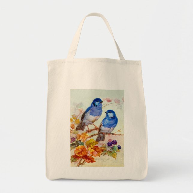 Tote Bag Oiseaux bleus (Devant)