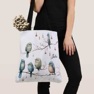 Tote Bag Oiseaux de l'amour de mariage de bois rustique Cou