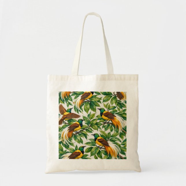 Tote Bag Oiseaux de Paradis dans la verdure tropicale botan (Devant)