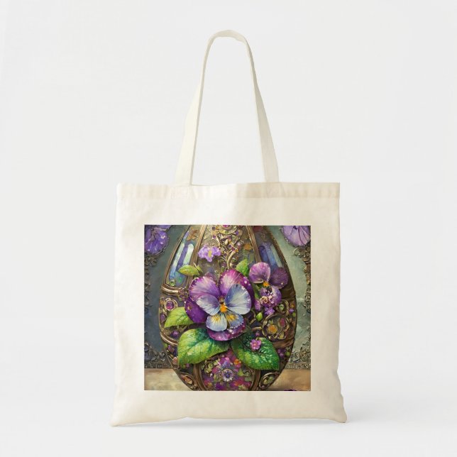 Tote Bag Oiseaux en fleurs Pied violets Fleur sauvage Oeuf  (Devant)