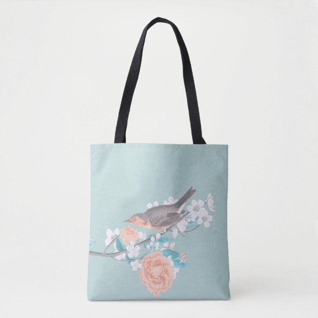 Tote Bag Oiseaux et fleurs (Devant)