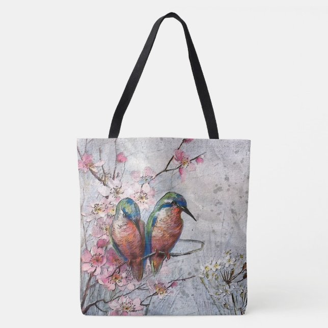 Tote Bag Oiseaux et fleurs (Devant)