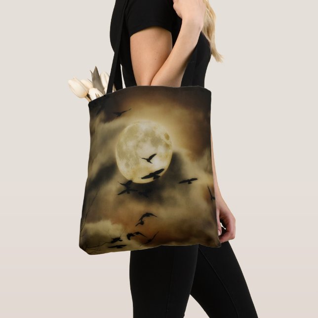Tote Bag Oiseaux Et Nuages D'Or (De près)