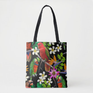 Tote Bag Oiseaux exotiques Belles Fleurs Motif