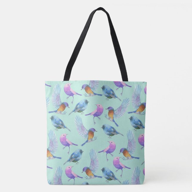 Tote Bag Oiseaux exotiques sauvages Motif d'aquarelle (Devant)