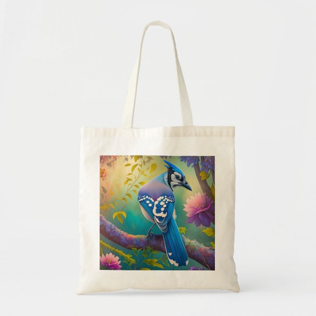 Tote Bag Oiseaux Fantastiques Geai Bleu (Devant)