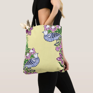 Tote Bag Oiseaux folkloriques Fleurs Acorns