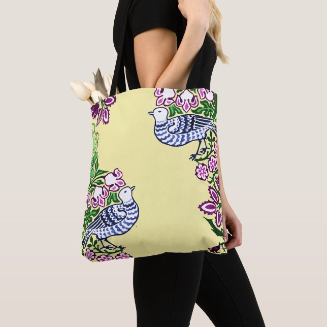 Tote Bag Oiseaux folkloriques Fleurs Acorns (De près)