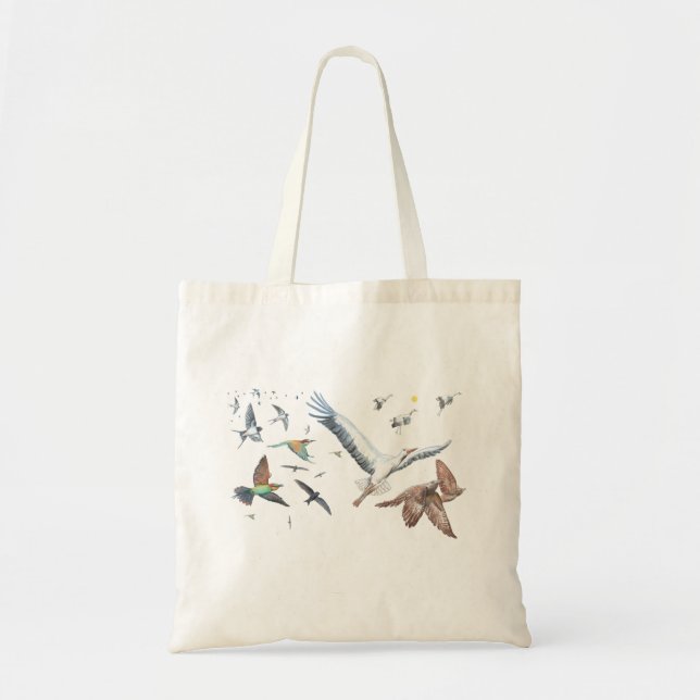 Tote Bag Oiseaux migrateurs traçant leurs vols Illustration (Devant)