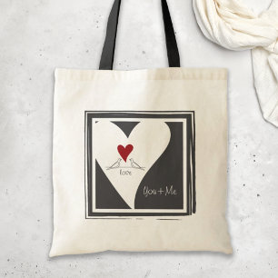Tote Bag Oiseaux modernes simples personnalisés en amour Co