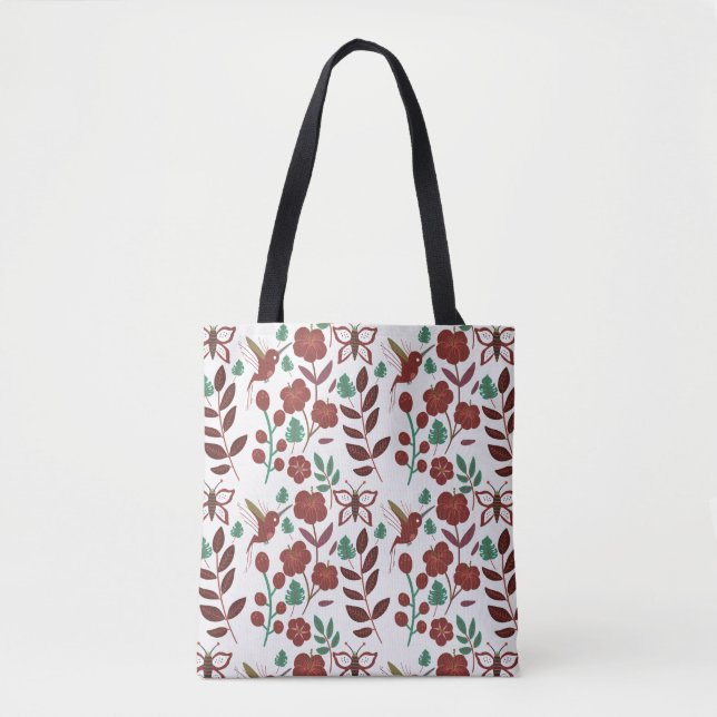 Tote Bag Oiseaux motifs et papillons floraux sans soudure (Devant)