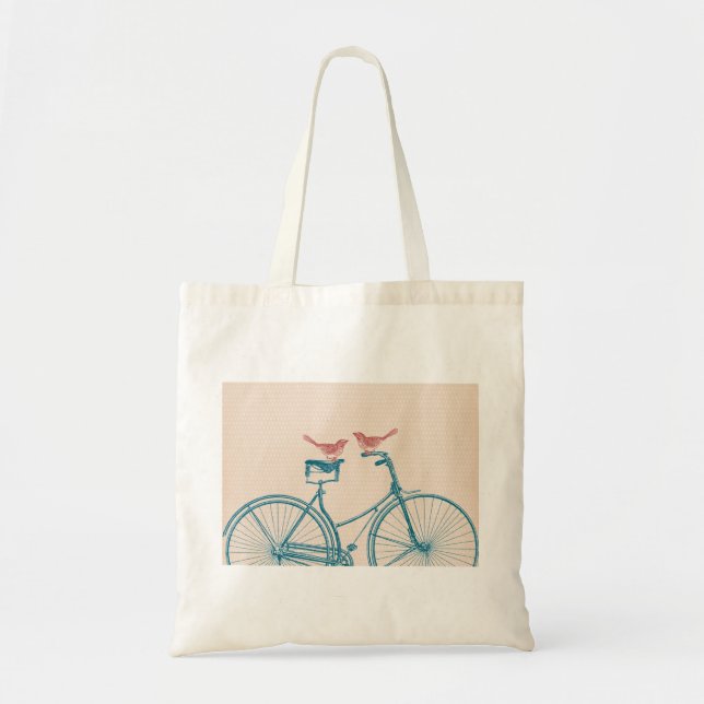 Tote Bag Oiseaux sur une bicyclette (Devant)