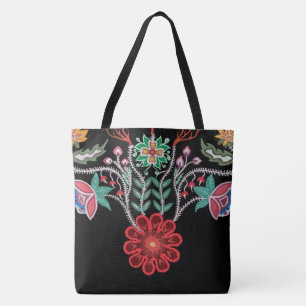 Tote Bag Ojibwe Firekeepers Floral Motif Noir