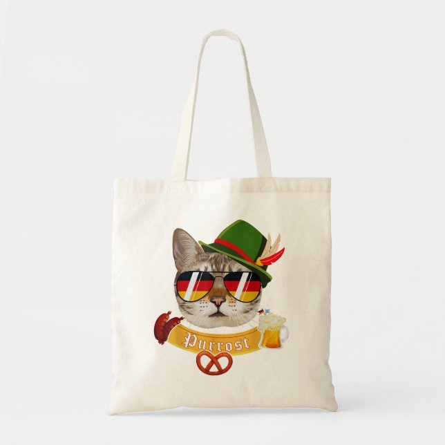 Tote Bag Oktoberfest T Funky Prost Pun Purrost Cat (Devant)