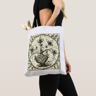 Tote Bag Old North German tile, vintage ceramic tile