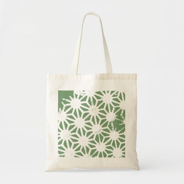 Tote Bag Olive green and white geometric pattern (Devant)