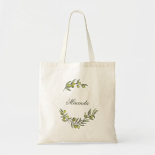 Tote Bag Olive Green Aquarelle Florale Bridesmaid