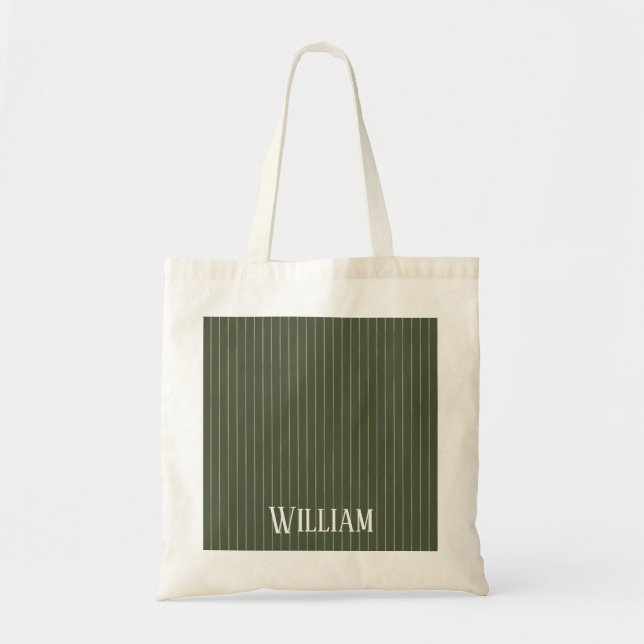 Tote Bag Olive Pinstripes (Devant)