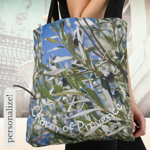 Tote Bag Olivier vert aux fruits noirs