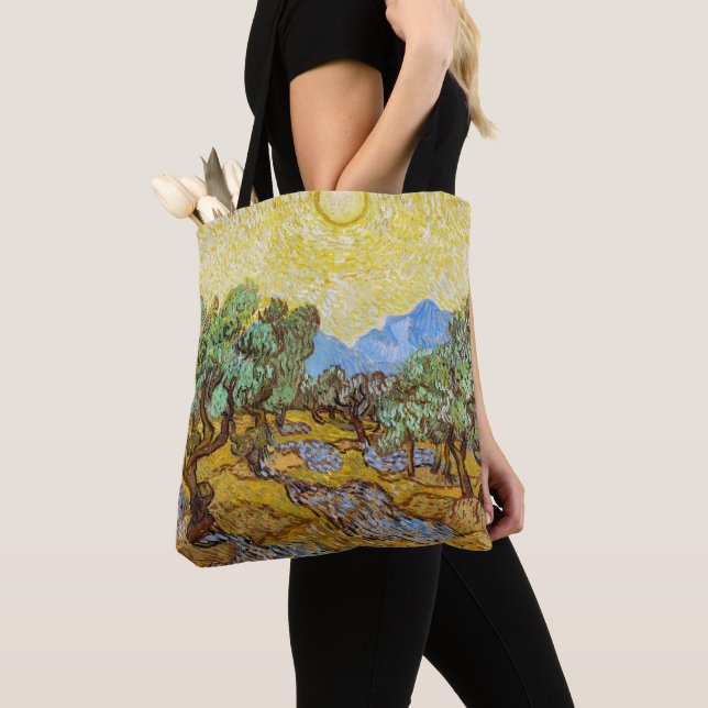 Tote Bag Oliviers de Van Gogh - Soleil et ciel dorés Art (De près)