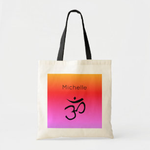 Tote Bag Om Symbole Monogramme Couleurs arc-en-ciel