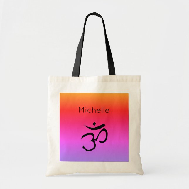 Tote Bag Om Symbole Monogramme Couleurs arc-en-ciel (Devant)