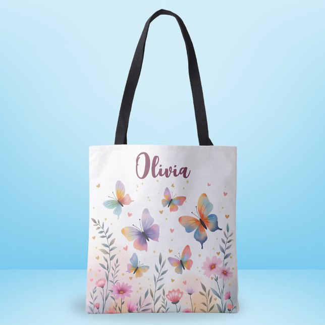 Tote Bag Ombre à papillon d'aquarelle de charme (Créateur téléchargé)