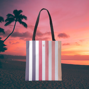 Tote Bag Ombre Beach Sunset Stripe & Monogramme personnalis