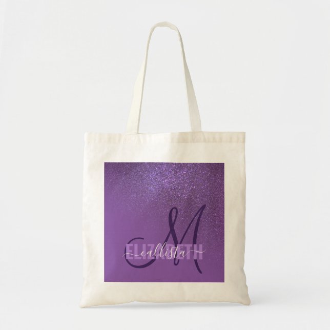 Tote Bag Ombre de dégradé de Parties scintillant violet dia (Devant)