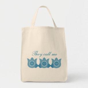 Tote Bag On M'Appelle Maman Tulipes Plaid Bag (Bleu)