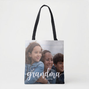 Tote Bag On t'aime grand-mère Deux photos pleines