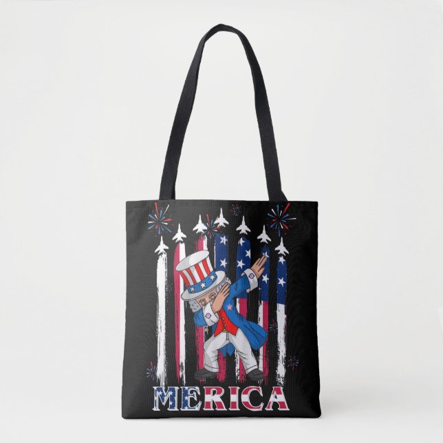 Tote Bag Oncle patriotique Sam Dabbing 4 juillet (Devant)
