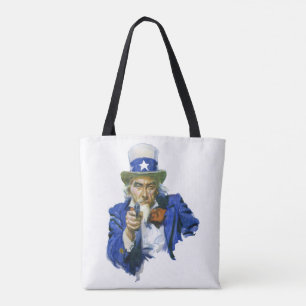 Tote Bag Oncle Sam patriotique vintage avec chapeau à étoil